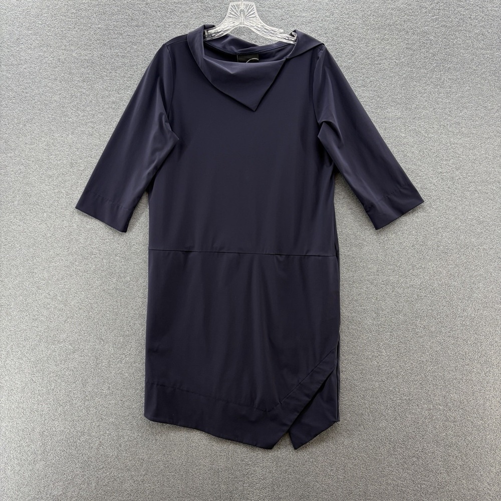 Porto San Francisco Dress Small Navy Lagenlook Jersey Relaxed Pockets Shift